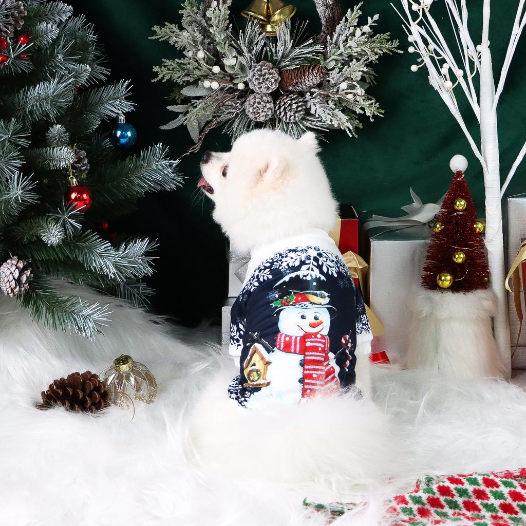 Dog Hoodies for Winter Puppy Clothes with Cute Snowman Printed Sweatshirts for Small Medium Dog Cat Warm and Comfort Shirts with