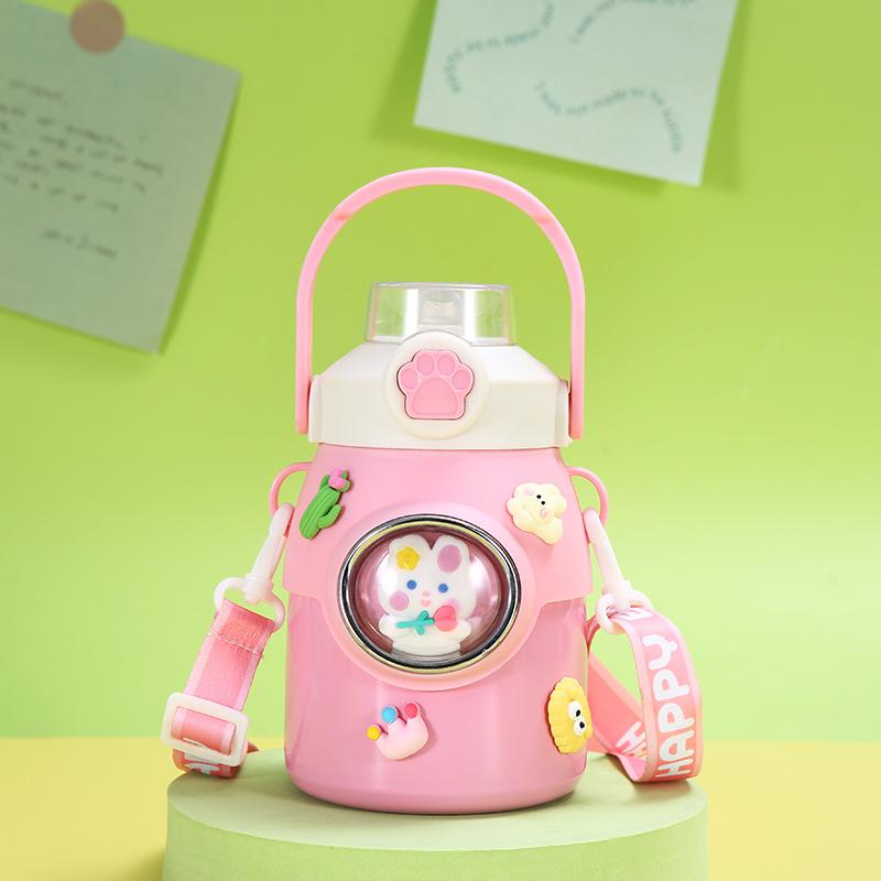 Cartoon Stainless Steel Children's Thermos Cup High Appearance Level Girl Student Sippy Cup Portable Jump Cap Pot Belly Cup