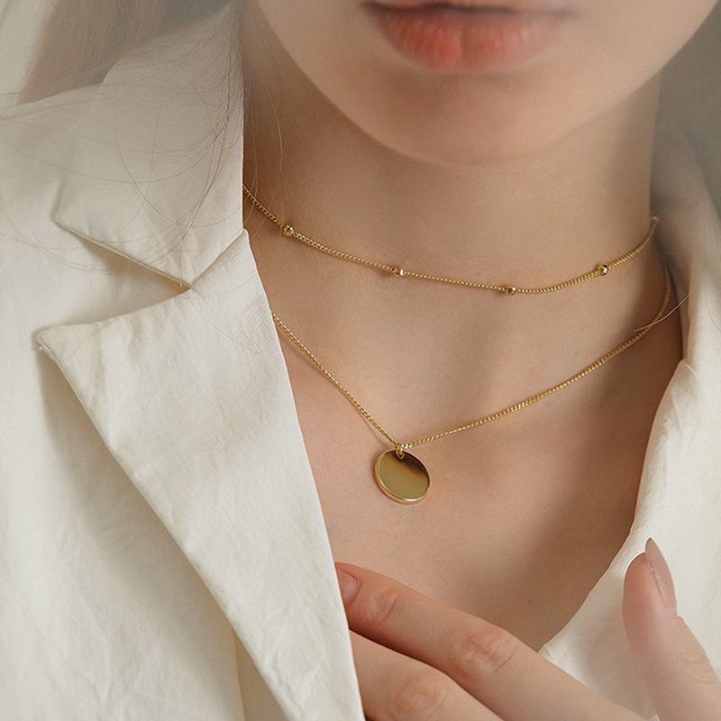 ins popular jewelry, multi-layer personalized sequins stacked necklace, fashionable and simple layered collarbone chain
