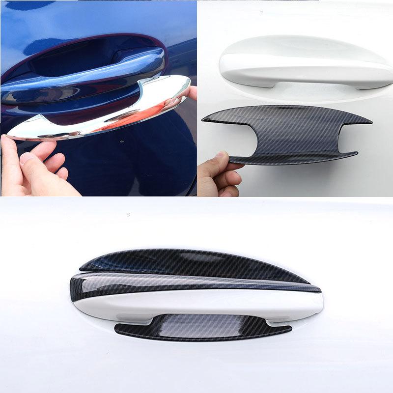 Car Styling Carbon Fiber Texture Exterior Door Handle Pull Cover Door Bowl Trim For Mercedes Benz C E GLC Class W205 W213 X253