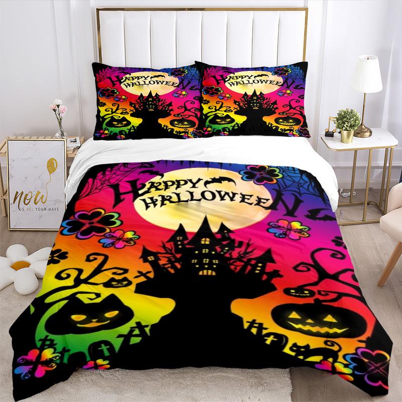 3pcs Halloween Decorations Duvet Cover Set -Includes 1 Duvet Cover and 2 Pillowcases, No Quilt Core, All-Season Home Decor yy251111100