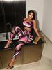 Color Block Print Women's Fashion Vest and Long Pants Set