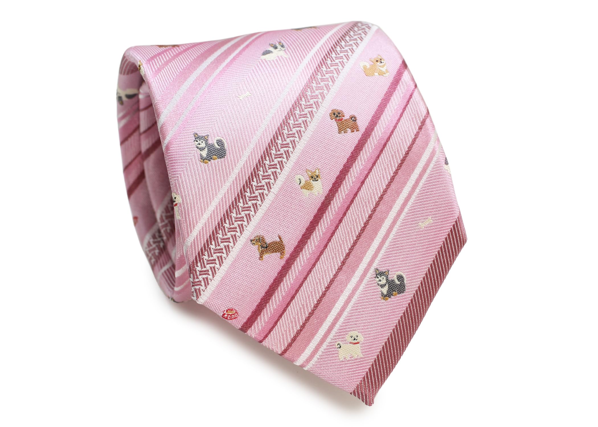 [SIMON CARTER] Simon Carter Dog Stripe Silk Tie (Pink)