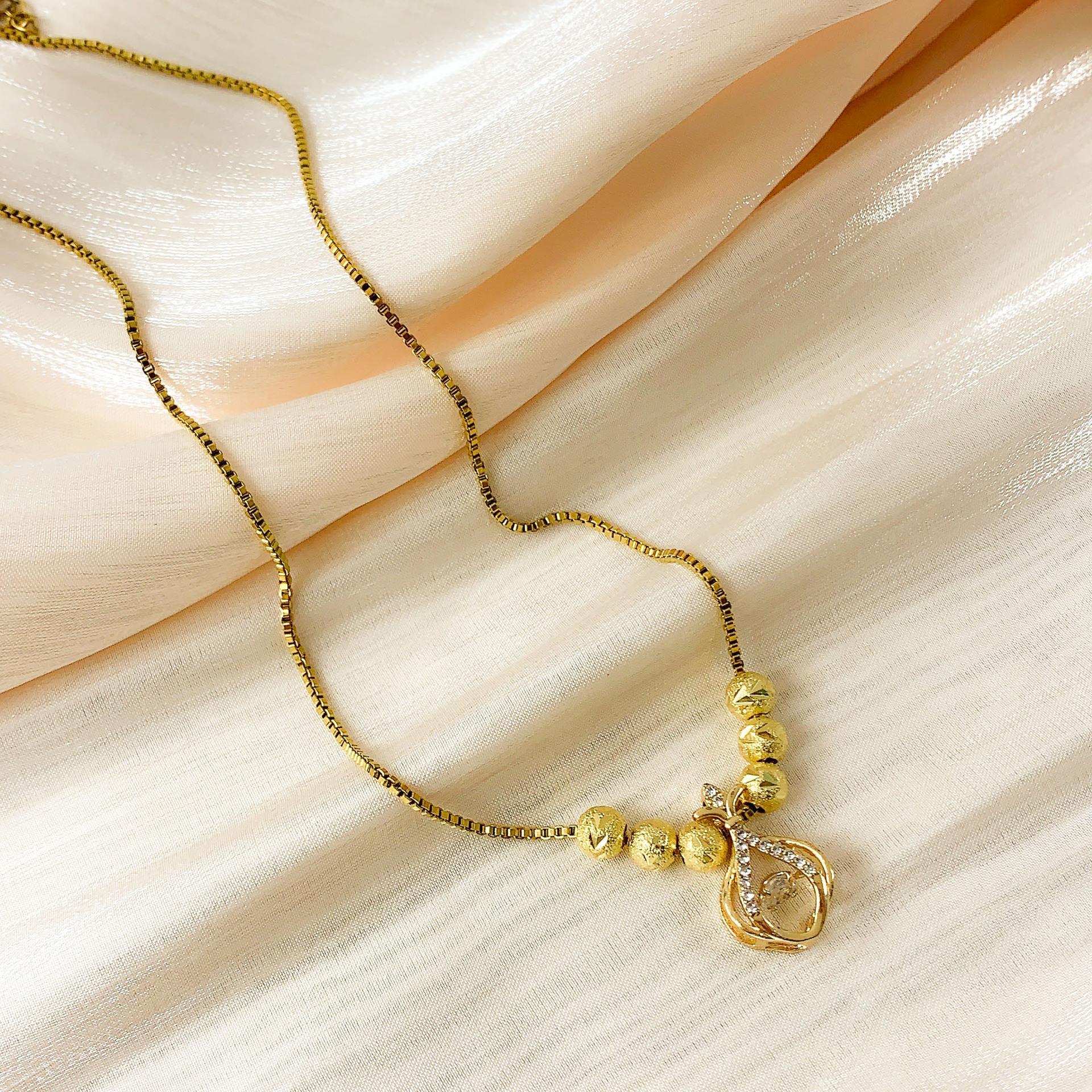 

Ожерелье Не Тускнеет Женское Летнее Умное Счастливое Ожерелье-Мешочек с Бусинами Liufu Женские Универсальные Высококлассные Аксессуары из Титановой Стали