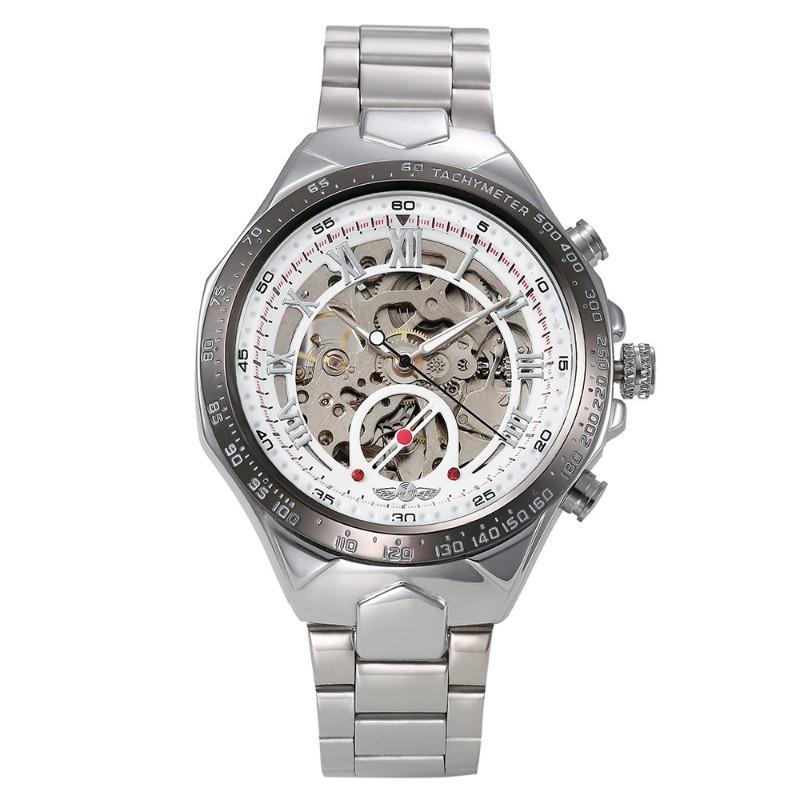 WINNER WINNER Men's Personality Fashion Gold Half Steel Hollow Semi-Automatic Mechanical Watch