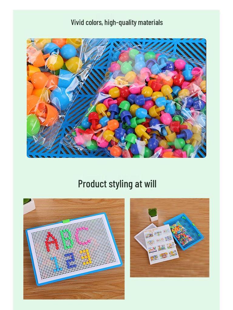 Kreatives Pilz-Steckbrett-Puzzle für Kinder - 296 Teile Früherziehungsspielzeug