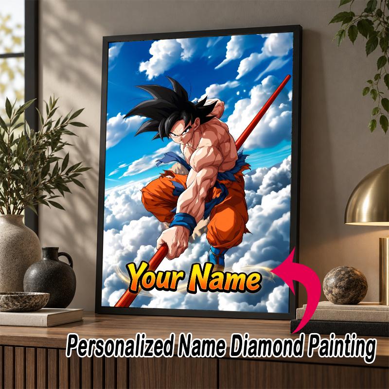 Personalized Dragon Ball Goku Diamond Art Custom Name 5D Diamond Painting Full Drill DIY Craft