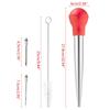 Kitchen Stainless Steel Turkey Baster for Cooking Food Grade Syringe with Silicone Suction Bulb Needle Cleaning Brush