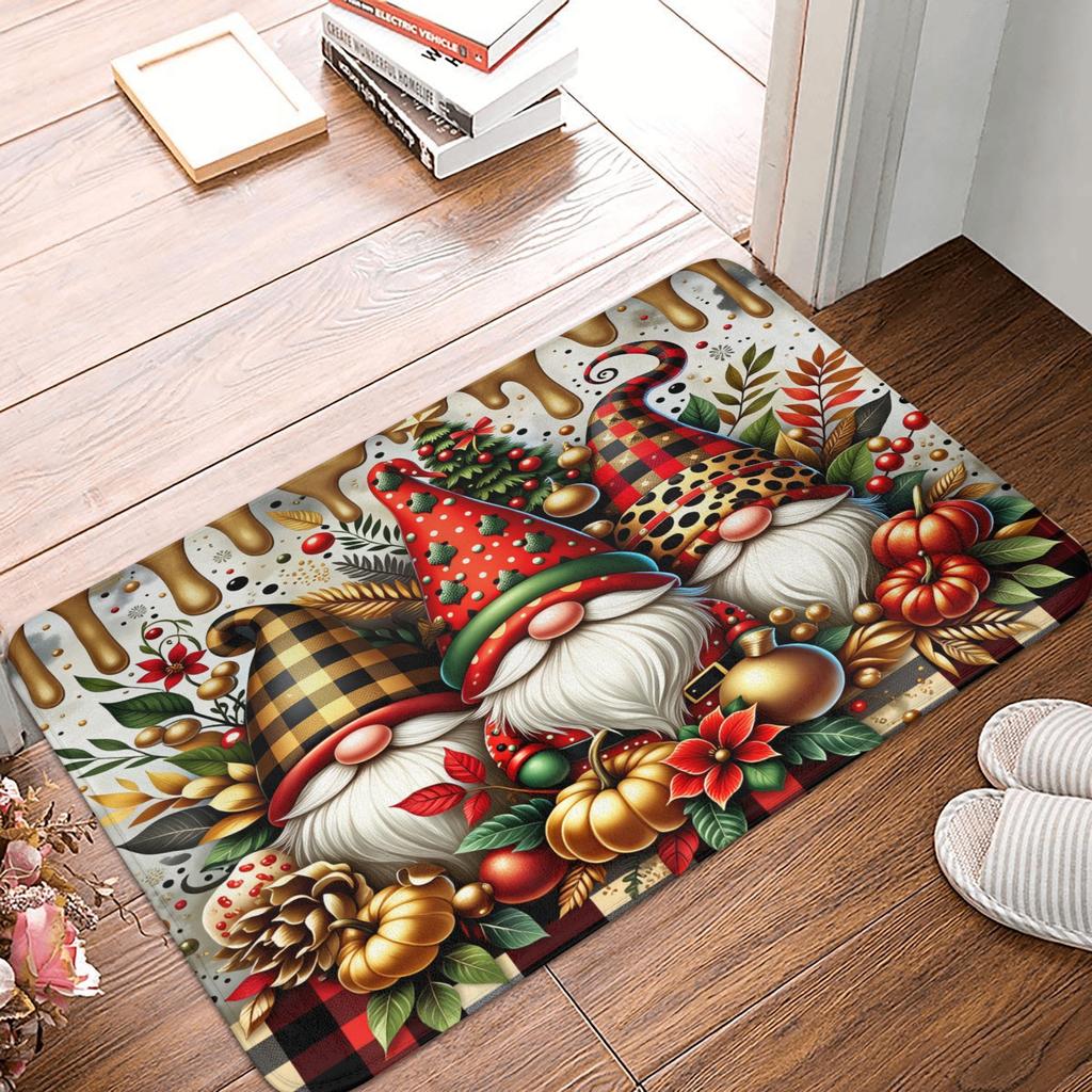 Snowman Pattern Merry Christmas Doormat Non-Slip Entrance Kitchen Bath Door Floor Mat  Toilet Carpet Rug