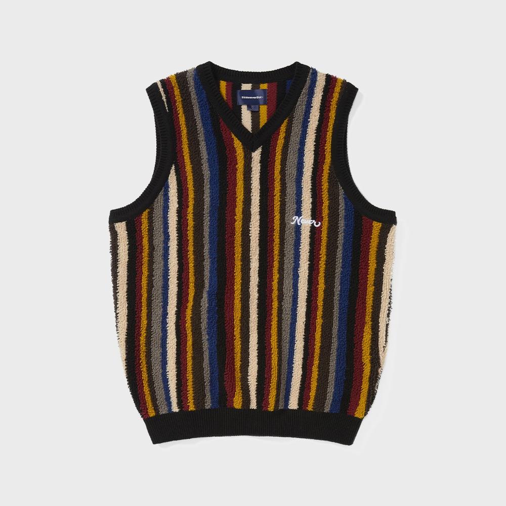 Этот Черный Вязаный Жилет в Полоску S