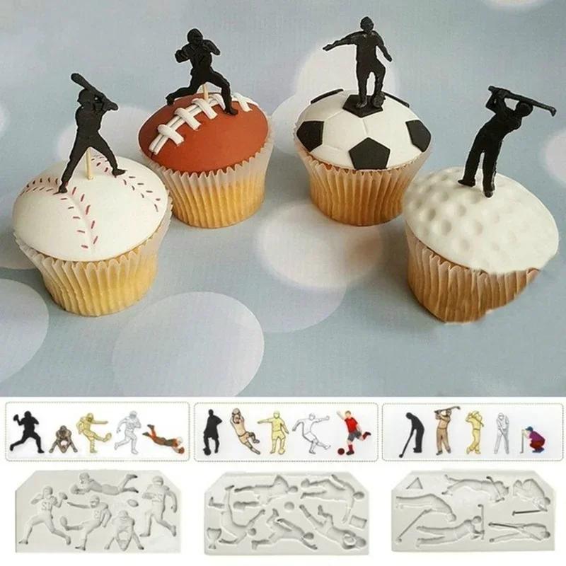 Sport Baseball Golf Soccer Cake Molds Rugby Football Fondant Chocolate Mold Baking Tool for The Kitchen Baking Decoration