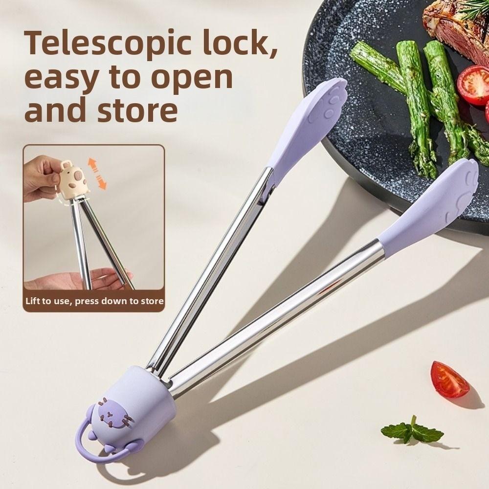 Anti-Scalding Non-Stick Steak Tongs Heat Resistant Cake Bread Tong Cooking Tong  Steak Pasta