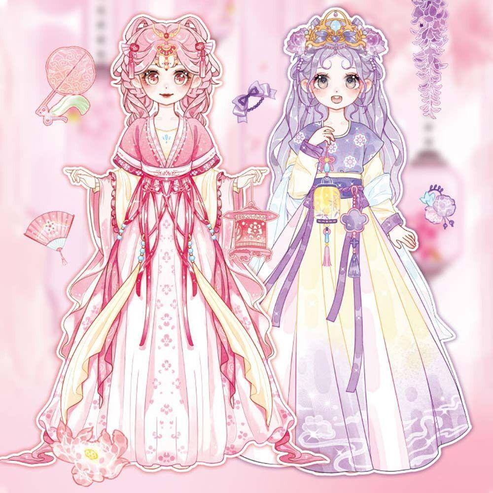 Chinese Style Girl Dress-up Sticker Scene Dress Up Game Sticker Books Little Girl Stickers Toy