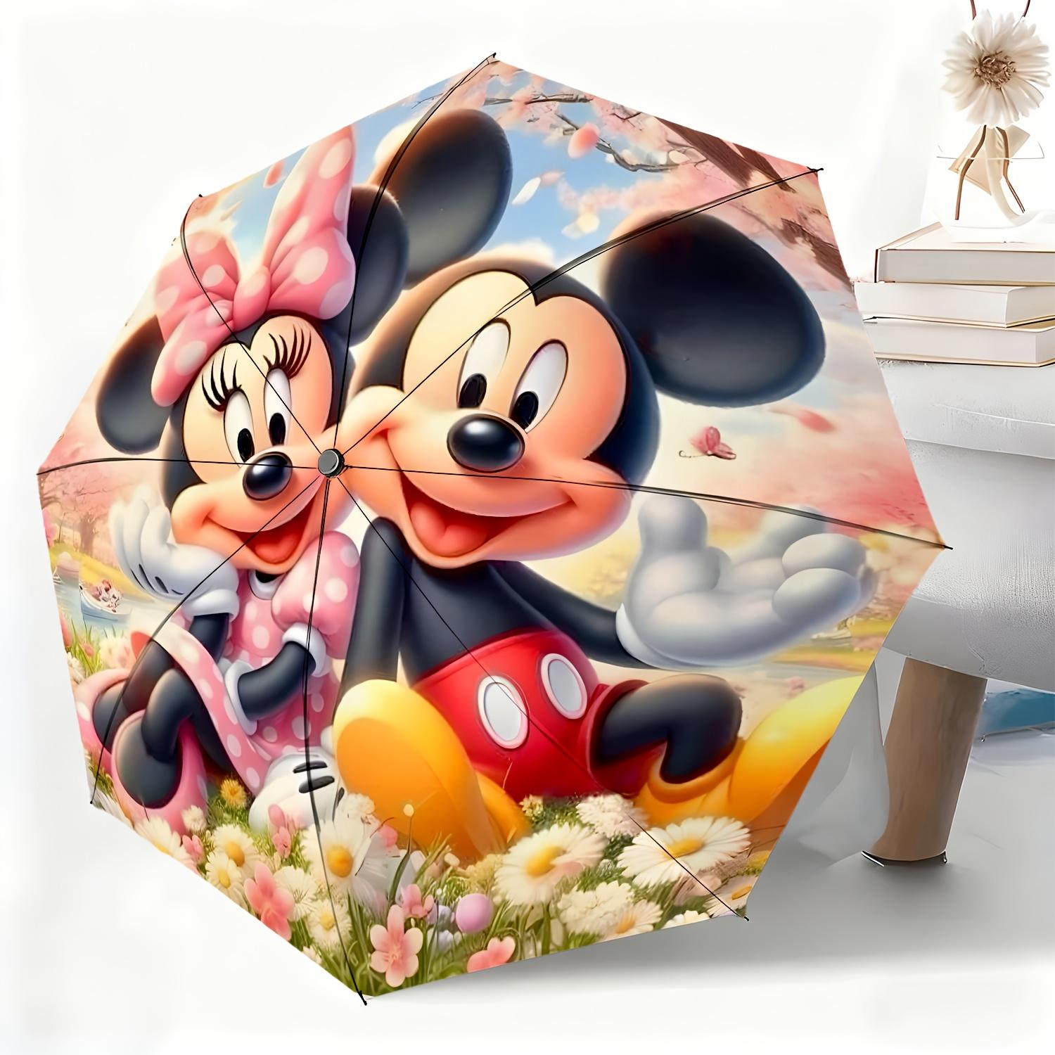 

1pc Disney Mickey and Minnie Cartoon Design Automatic Umbrella, All-Weather Folding Umbrella for All Occasions, Portable Compa (as the picture,Iron&8K)