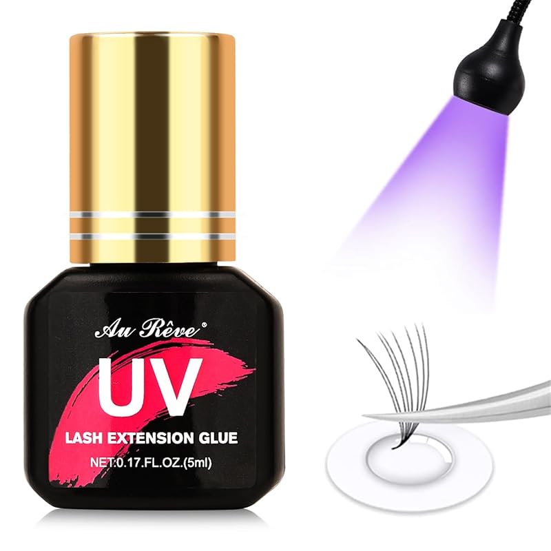 UV Eyelash Glue UV Glue 5ml UV DIY Lash Extensions Glue Light Curing Eye Lash Glue UV Lash Glue Adhesive 1-Second Quick-Drying Waterproof No Lash
