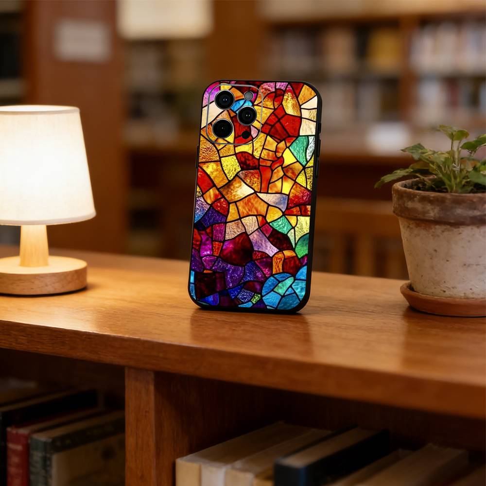 Stained glass Phone Case Silicone Soft For IPhone 17 16 15 14 13 12 11 X XR Plus Pro Max Plus