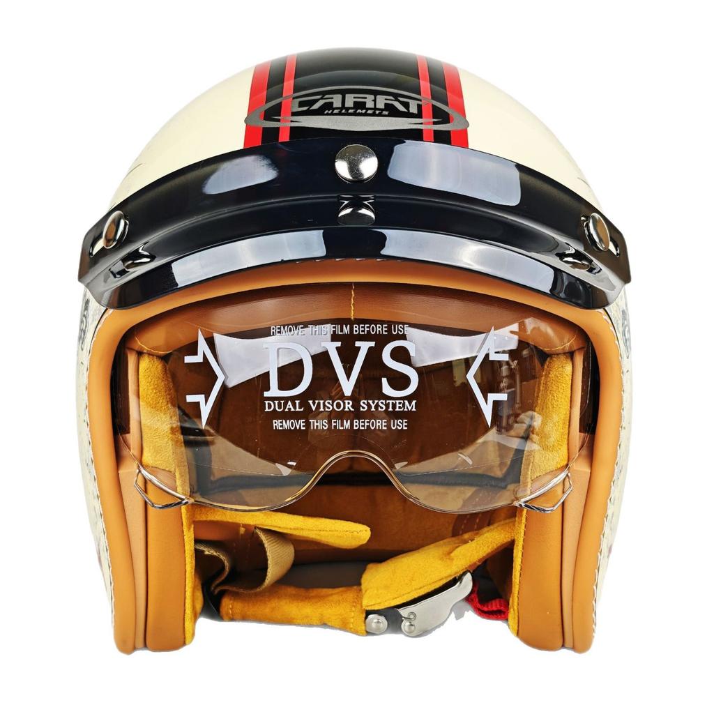 Retro Helmet 3/4 Motorcycle Electric Vehicle Helmet Built-in Lenses Wind Speed Riding