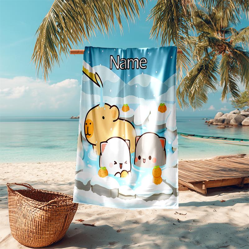 Personalized customized proof beach towel with Bubu Dudu  pattern - soft, absorbent, quick-drying, perfect swimming, camping&bathing