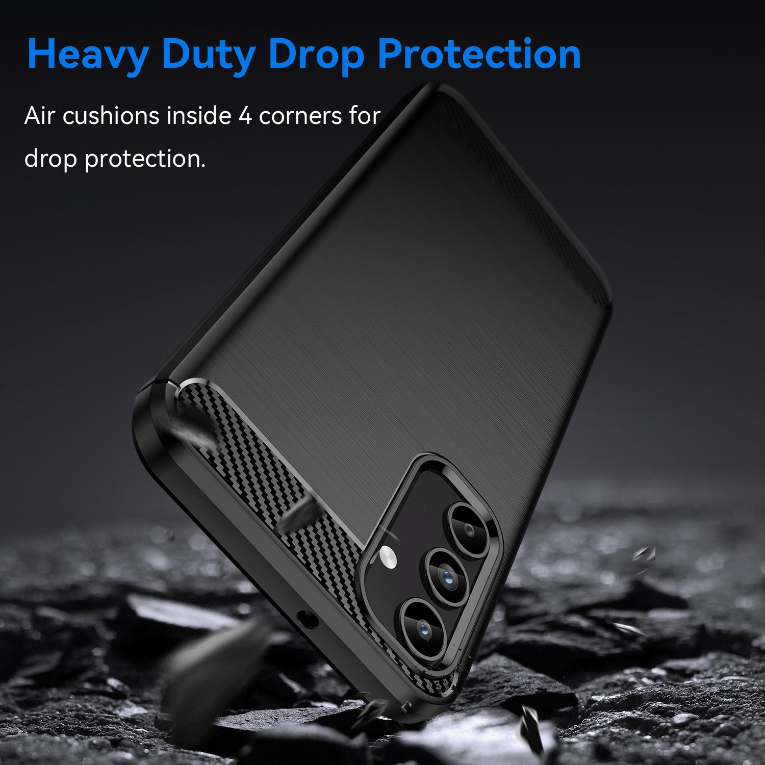 

For Samsung Galaxy A15 5G Case Soft TPU Carbon Fiber Texture Phone Cover Black