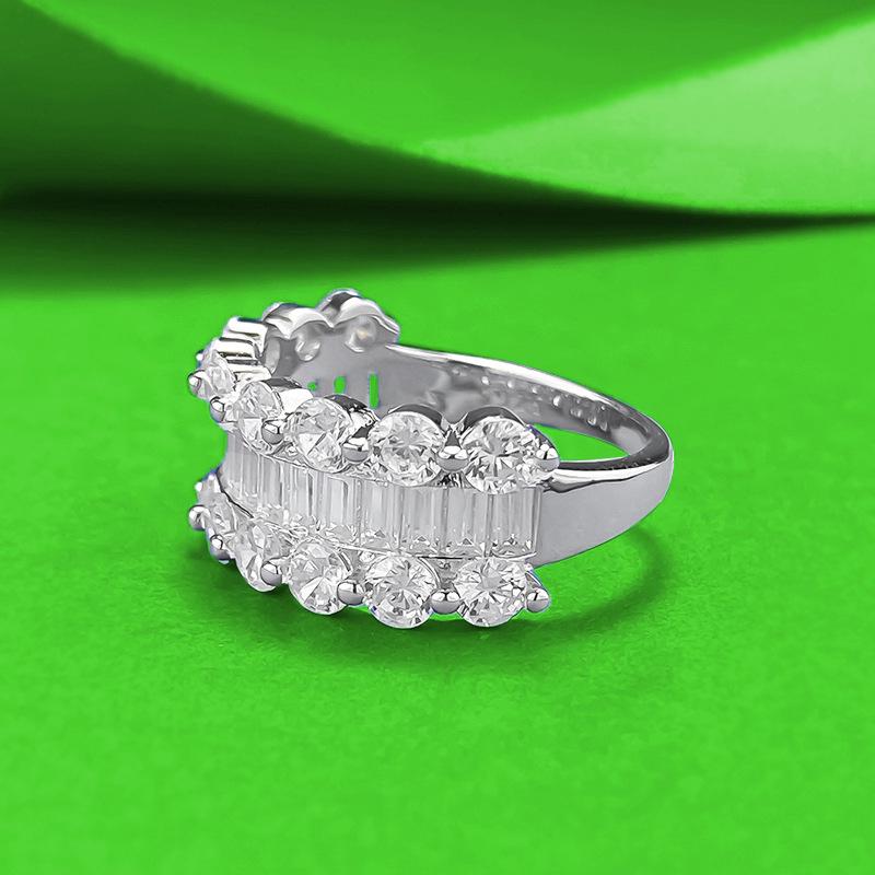Zhu Zhi Fan S925 Sterling Silver Half Circle Inlaid Ring: Women's Fashionable and Versatile Design