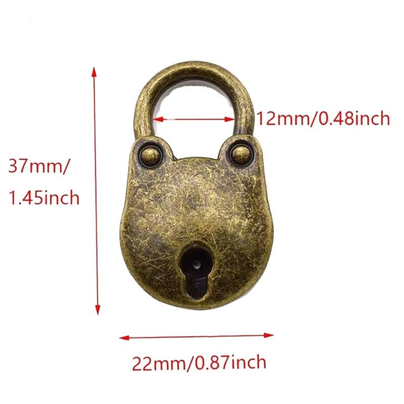 Vintage Style Mini Bear Lock with Key set for Retro-inspired Luggage & Case