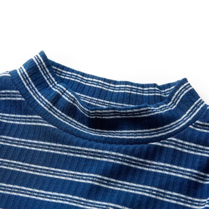 T-shirt enfants à manches longues rayures bleu marine 5 dimensions disponibles