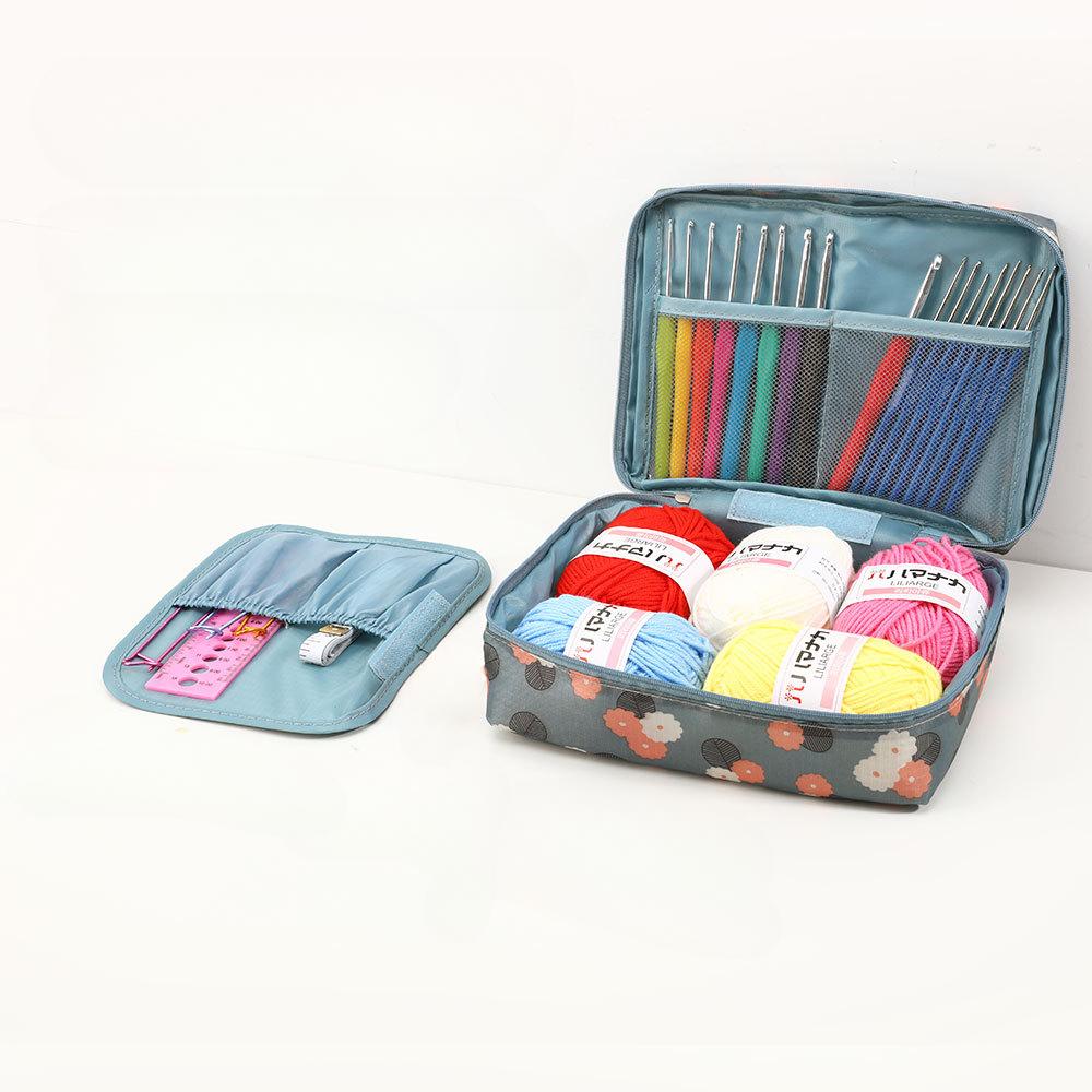 Portable Needlework Storage Bag Mesh Divider Pouch Yarn Knitting Tools Organizer Cases Storage DIY Apparel Travel Wash Bag