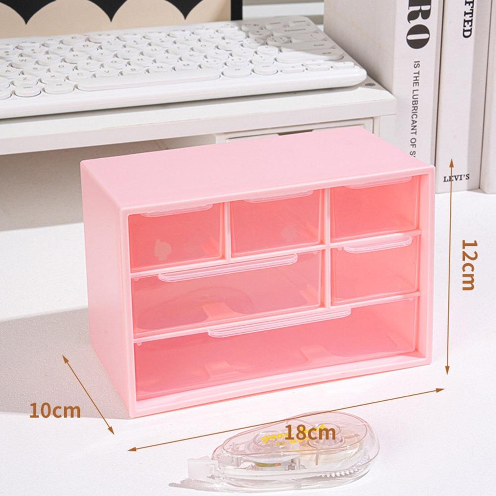 

Настільний ящик для зберігання речей, великий ящик для зберігання, органайзер з 6 відділеннями, для ювелірних виробів рожевий