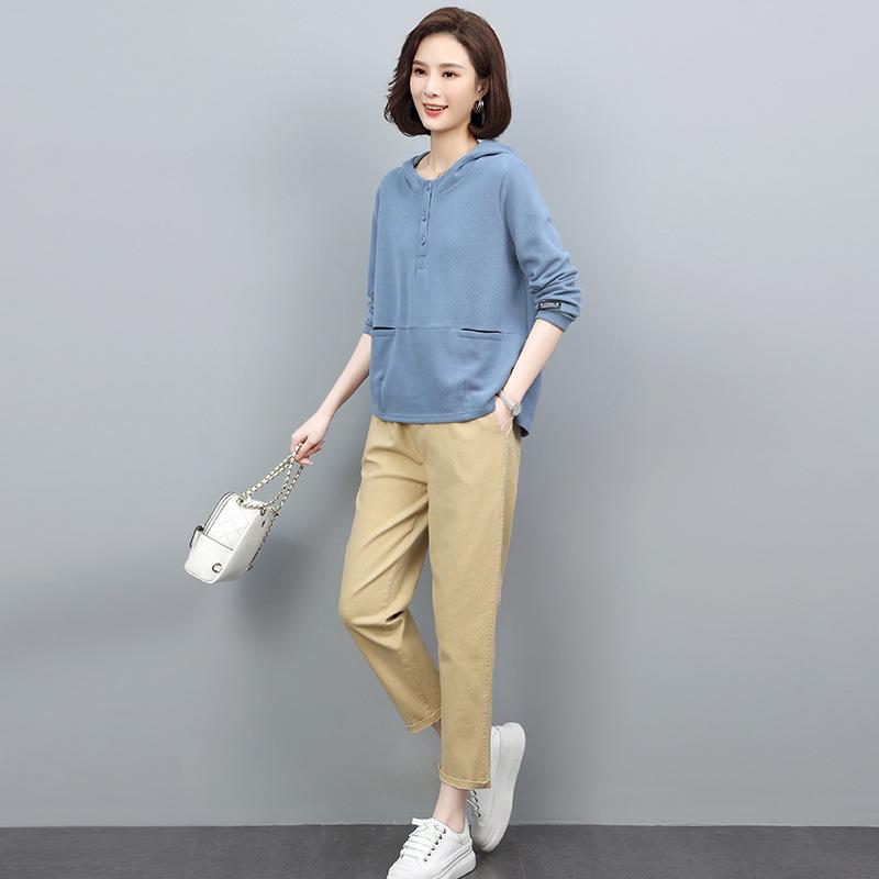 Women's Fashionable Mom Style Casual Sweatshirt Set: 2025 Spring/Autumn Two-Piece Outfit