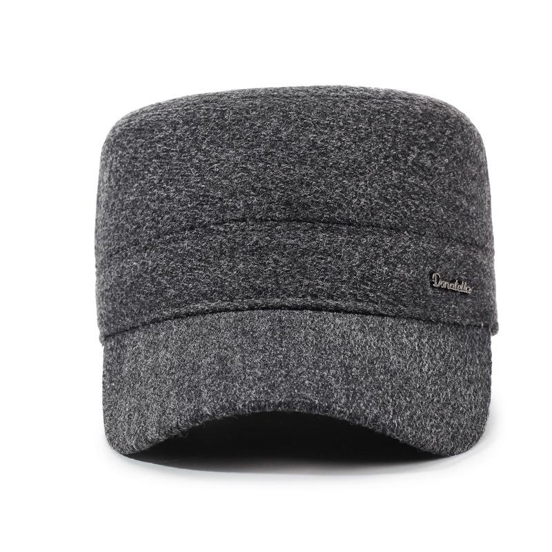 Middle-Aged and Elderly Cap Men's Winter Flat Cap Ear Protection Cap Autumn Winter Thick Warm Grandpa Cotton Cap