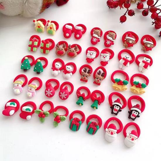 10Pcs Girls Hair Pins Snowman Snowflake Santa Claus Christmas Themed Hair Rings Ponytails Buns