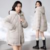 Down cotton-padded clothes women's medium and long bread clothes winter new loose cotton-padded jackets hooded casual cotton-padded jackets