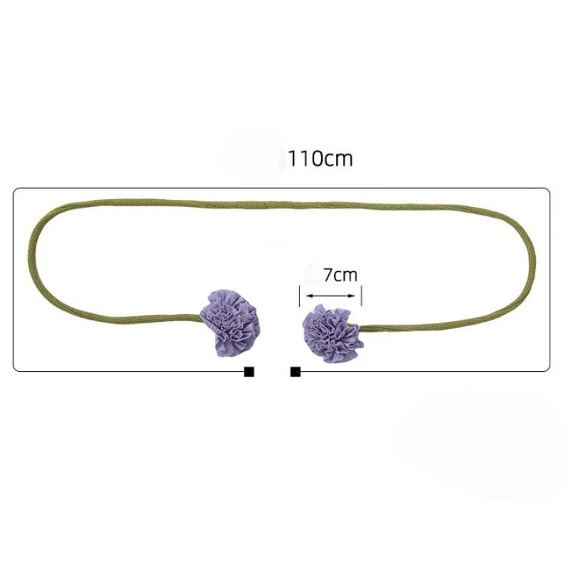 Elastic Band Curtain Tieback Flower Shape Adjustable Window Curtain Buckles Tassels No Punching Curtain Rope Holders Kids Room