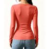 Damen Langarm V-Ausschnitt Bluse mit Kreuzfront und geraffter Taille für Herbst Winter