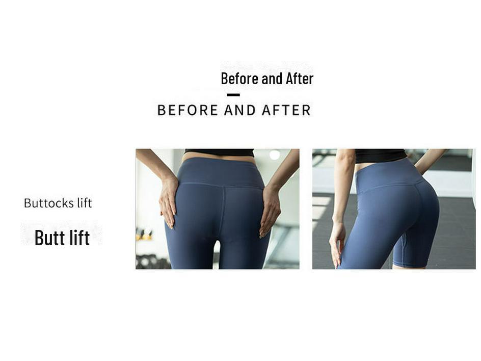 Women's High-Waist Peach Hip Yoga Shorts - Slim Fit, Elastic, 5-Point Sports Leggings