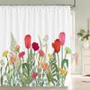 Flowers Butterfly Pattern Shower Curtains Bathroom Curtains Waterproof Polyester Bath Curtain with 12 Hooks Shower Curtain