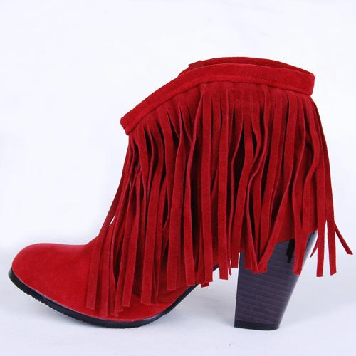 Mode 2024 Große Größe 34-43 Schwarz Braun Rosa Quasten Plattform Frauen Schuhe Frau Vintage Fringe High Heels Stiefeletten yji89