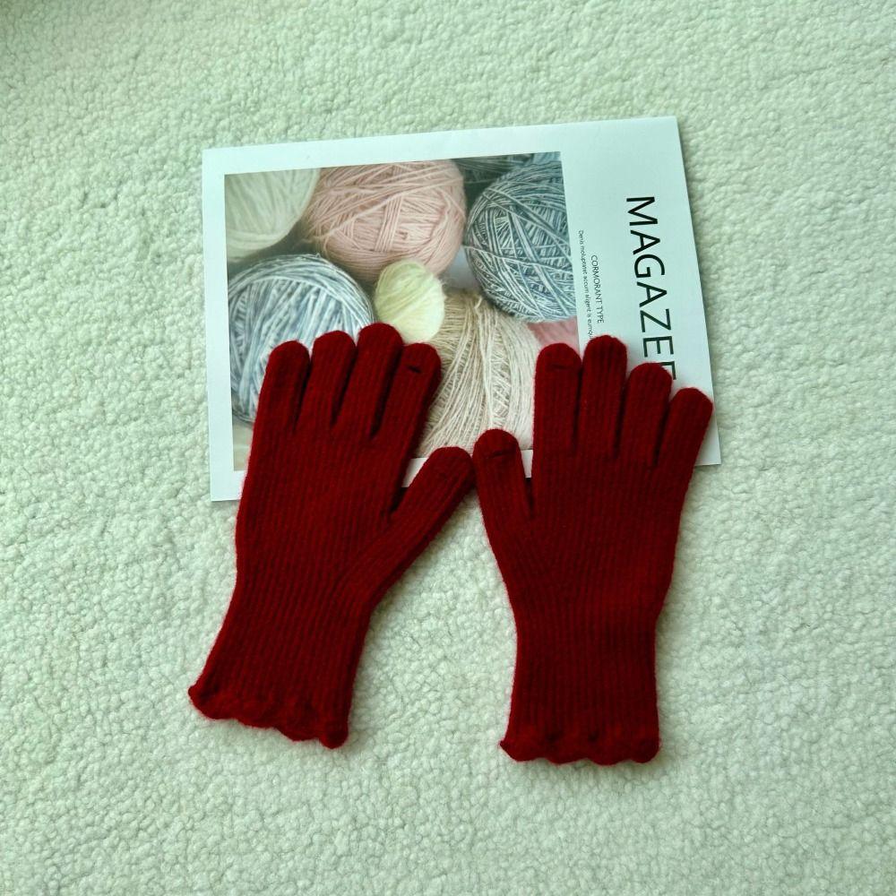 

Однотонные шерстяные вязаные перчатки Шерстяные теплые перчатки Новые женские перчатки крючком Зима