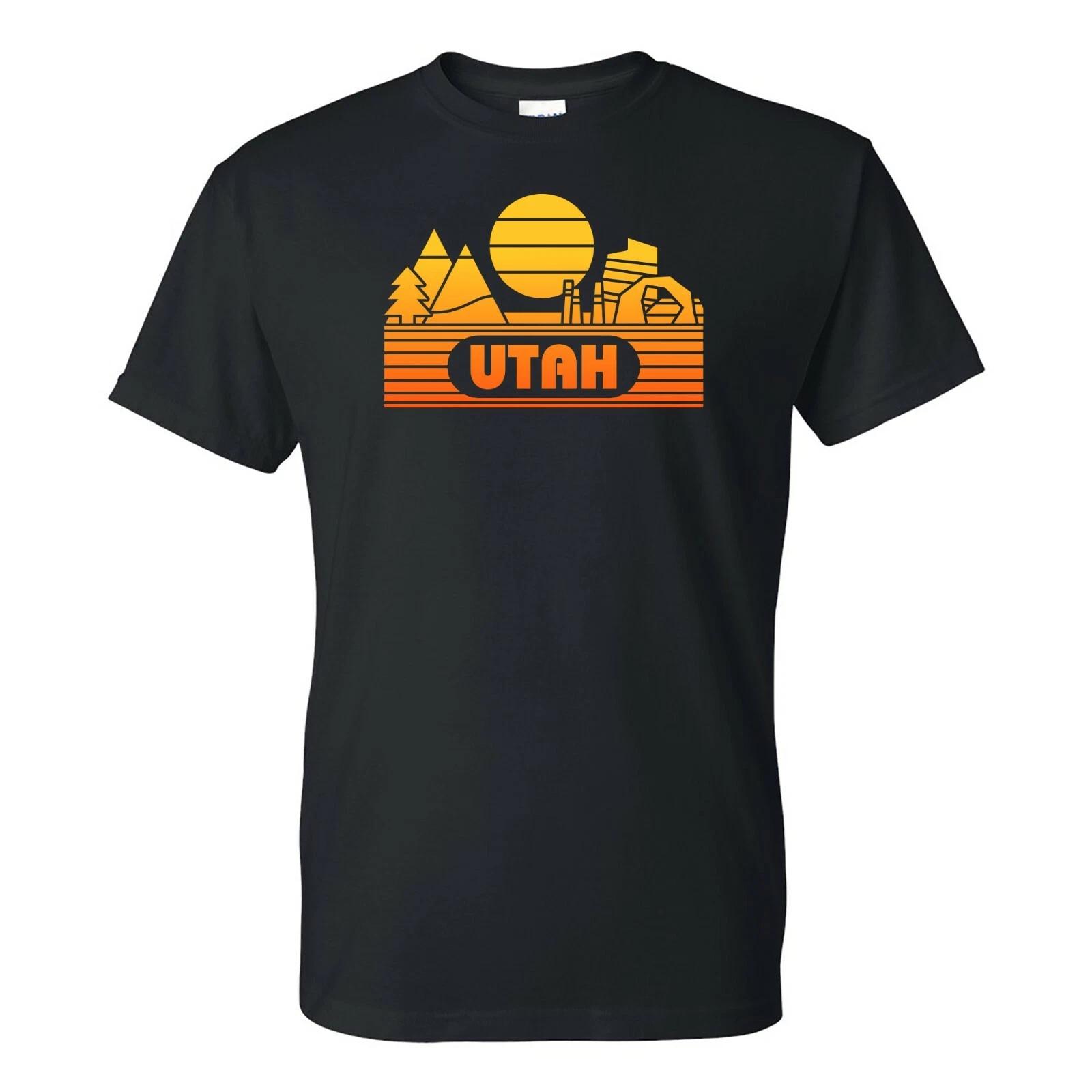 Utah Groovy Sunset - Landscape Vacation Home State T Shirt - Black S