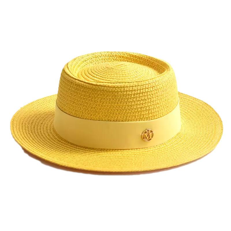 New Summer Straw Sun Hats for Women Ladies Fashion Flat Brim Ribbon Beach Hat Travel Dress Cap Chapeau Femme