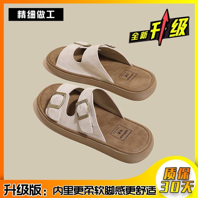 

Genuine leather platform Boken shoes women s summer outer half slippers 2025 new beach shoes fishing Boken shoes sandals 35