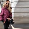 Tendenza Moda Autunno Inverno Nuova Griglia a Pressione a Forma di Diamante Giacca Calda Imbottita in Cotone Larga con Cappuccio