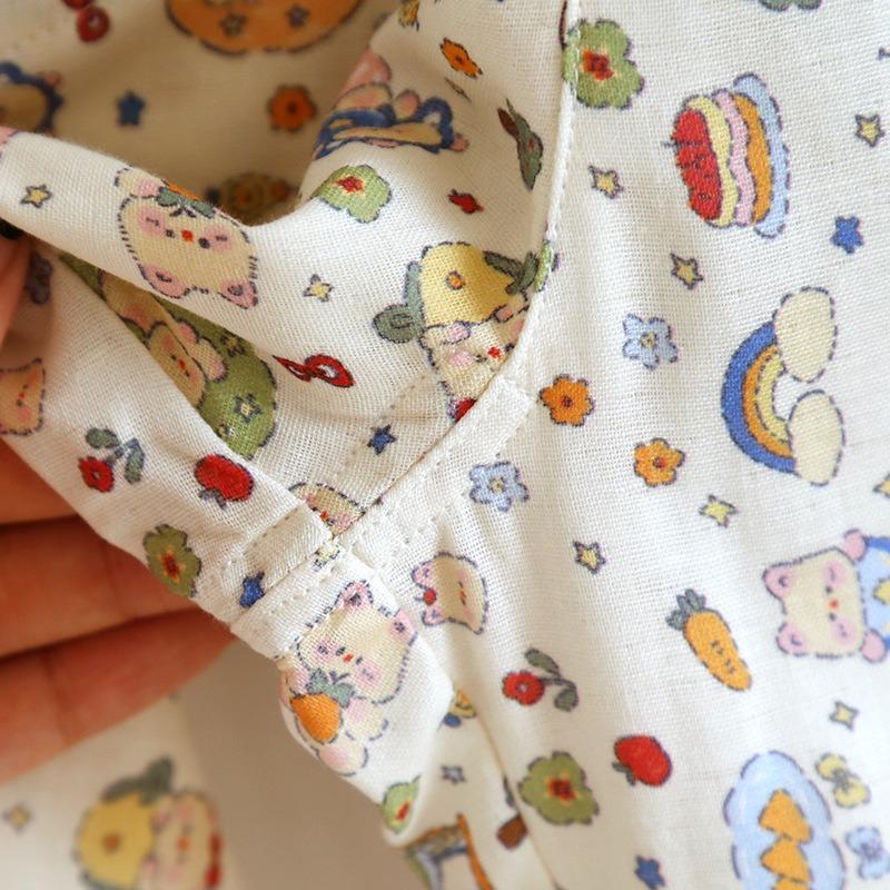 2026 New Spring/Summer Women's Pajama Set 100% Cotton Gauze Sweet and Cute Long Sleeve Lace Home Clothes Two Piece Set