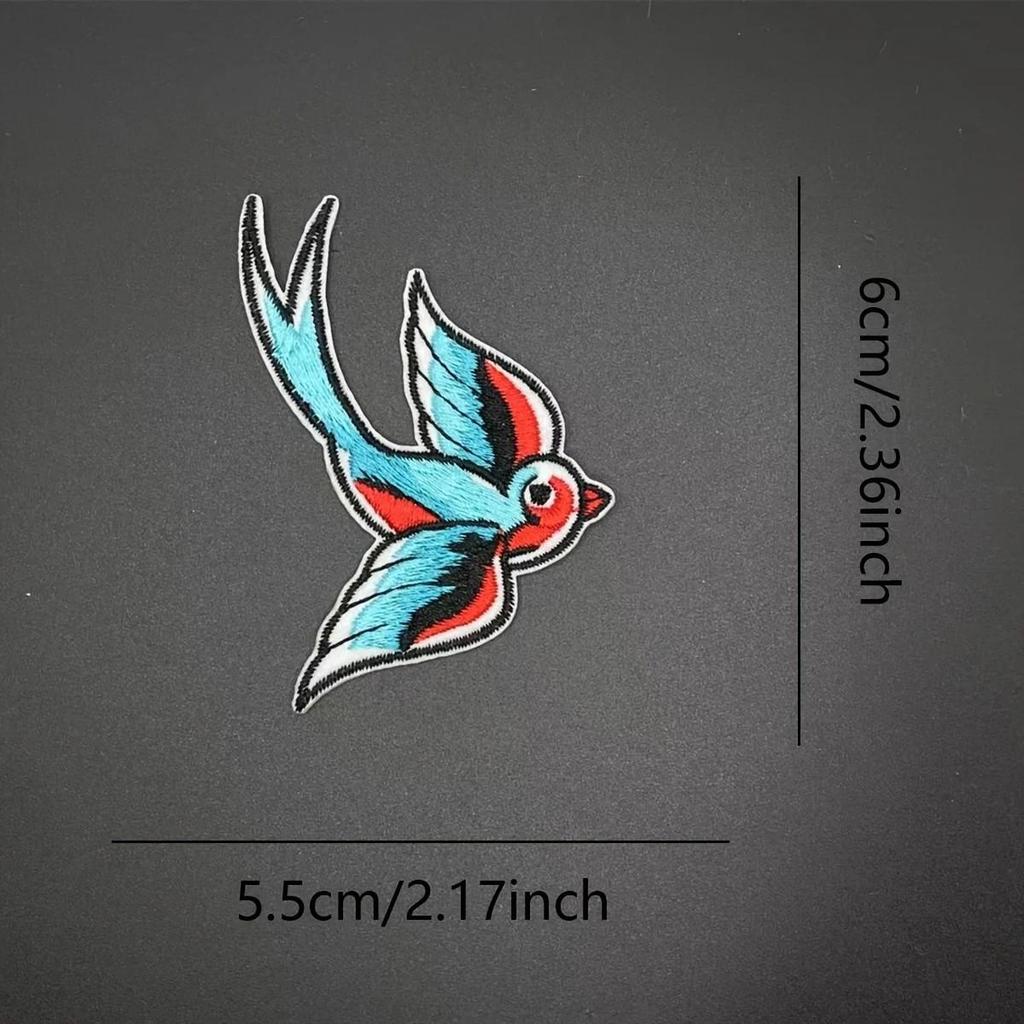 1 Par Röd Blå Broderi Fågelmärken Tyg För Cheongsam Väskor Hattar Dekorationer DlY Applikation Reparation