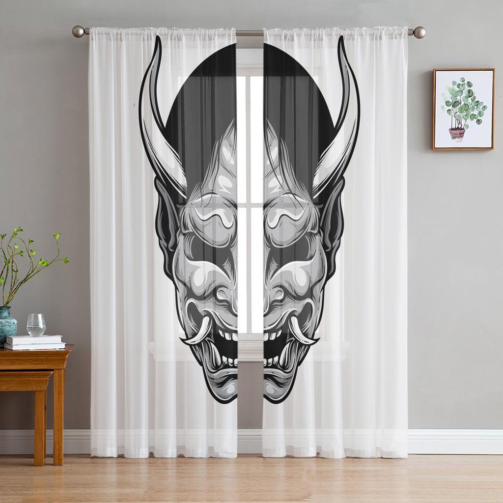 Japanese Anime Character Bushido Translucent Drapes ideal for Living Room Kitchen Tulle Windows Voile Yarn Curtains ideal for Bedroom Space Decor