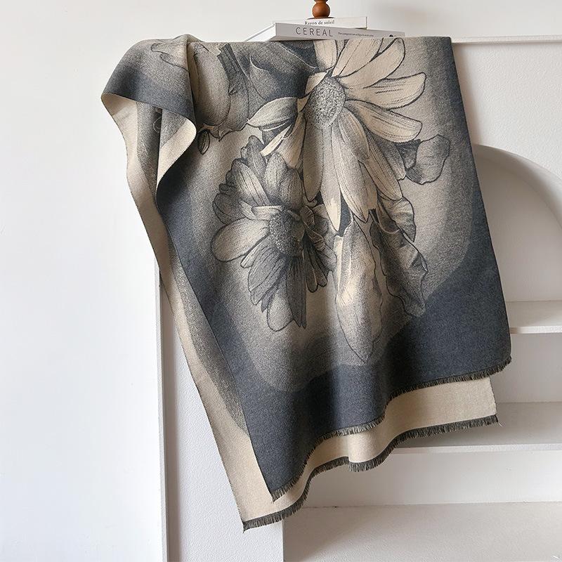 Gentle And Classic Color Imitation Cashmere Scarf Women'S Versatile Warm Scarf Big Shawl With High Sense