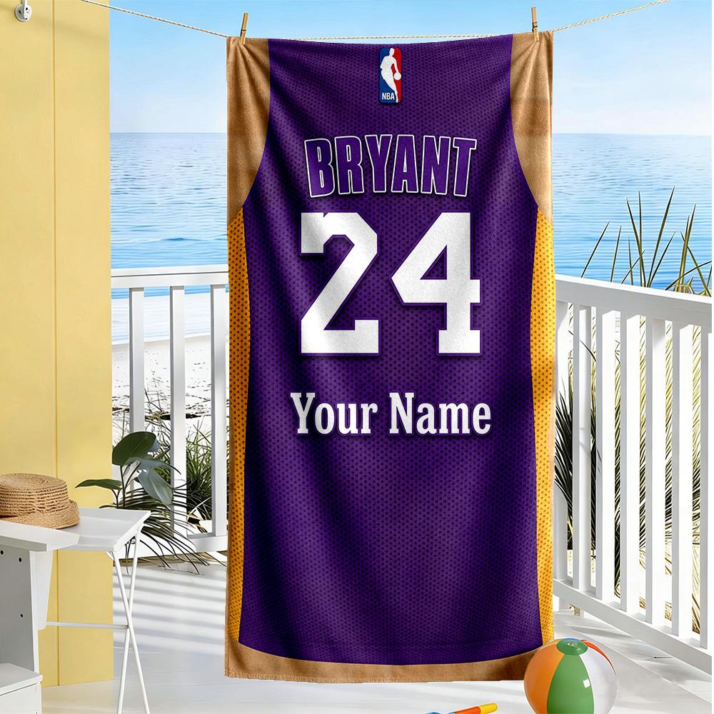 Kobe Customize Your Name Beach Towel Quickdry Soft Microfiber Suitable For Sports Travel Swimming Yoga Bathroom Beach And Pool