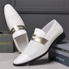 Summer New Designer Breathable White Brown Patent Leather Shoes For Men Casual Penny Loafter Business Formal Dress Footwear