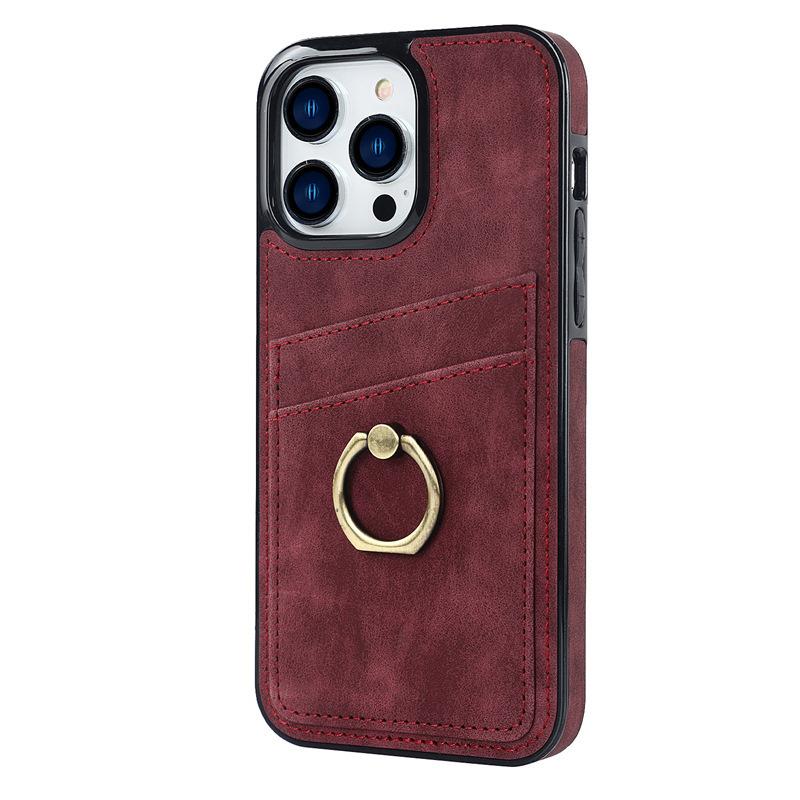 

Подходит для 14 ProMax Card Inserting Ring Buckle Holder Phone Case 12/11/7 Plus Защитный чехол Ретро чехол iPhone13Pro aero синий