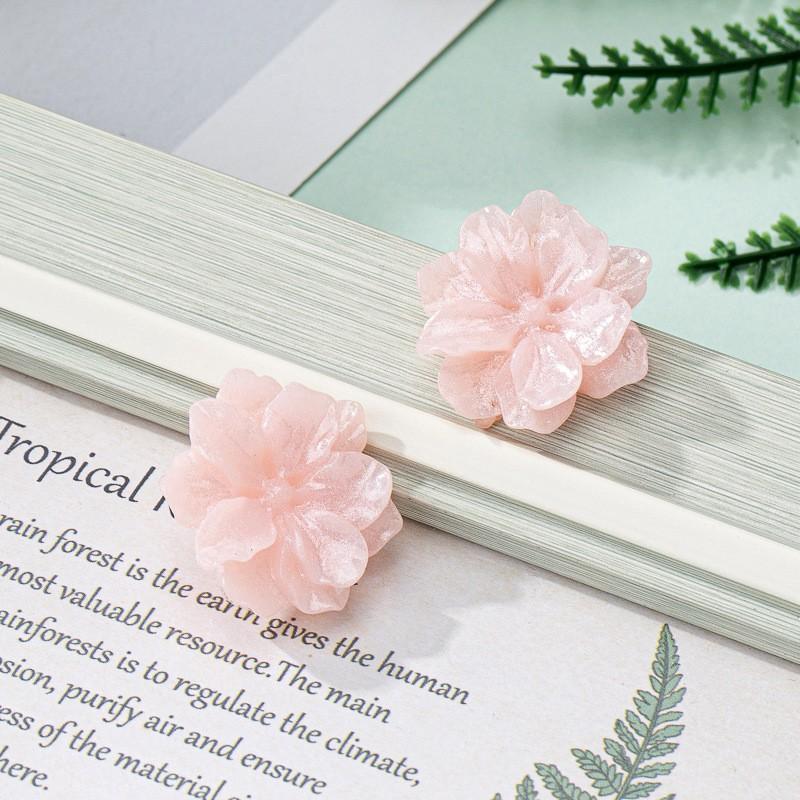 Acrylic Floral Stud Earrings Women Sweet Minimalist Design Lightweight Pastel Color Options Daily Wear Jewelry Pink